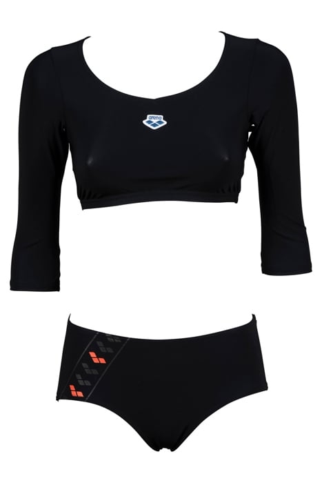 W ICONS TEAM STRIPE CROP TOP TWO PIECES BLACK 1