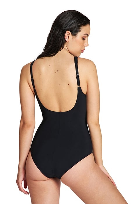 W LIZY U BACK ONE PIECE BLACK-ROSE VIOLET 2
