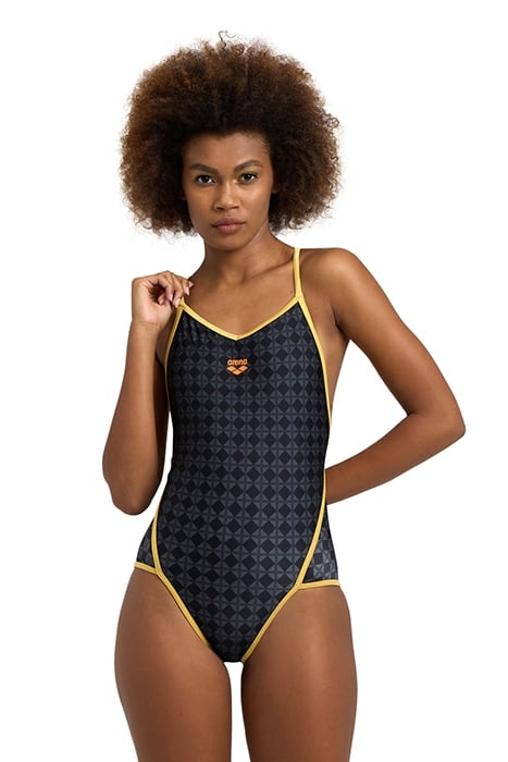 WOMEN'S ARENA 50TH SWIMSUIT DIAMOND BACK BLACK MULTI-GOLD 1