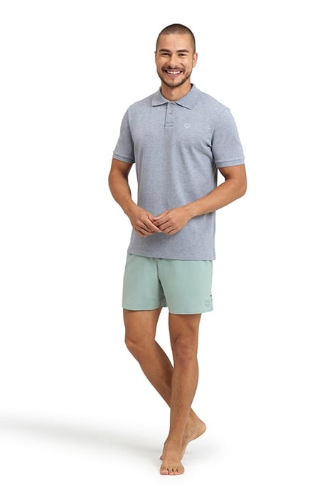 MEN'S POLOSHIRT SOLID COTTON PIQUET MEDIUM GREY HEATHER-WHIT 3