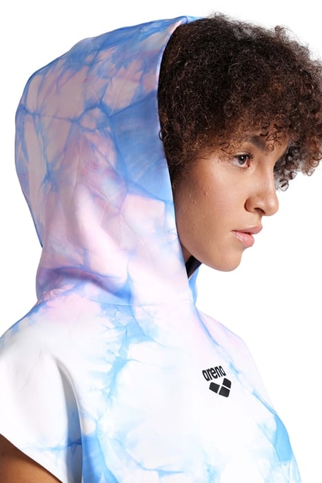 WOMEN'S HOODED SLEEVELESS SWEAT MPH CYAN MULTI TIE&DYE 7