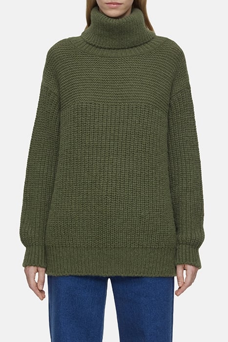 CHUNKY ROLL NECK INDUSTRIAL GREEN 1