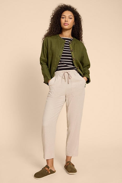 ADELE LINEN JACKET DARK GREEN 1