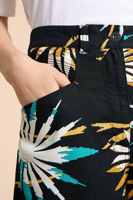 HARPER LINEN BLEND TROUSER BLACK PRINTED 3