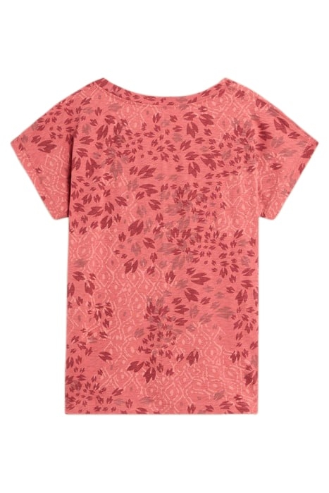 NELLY NOTCH NECK TEE PINK PRINTED 2