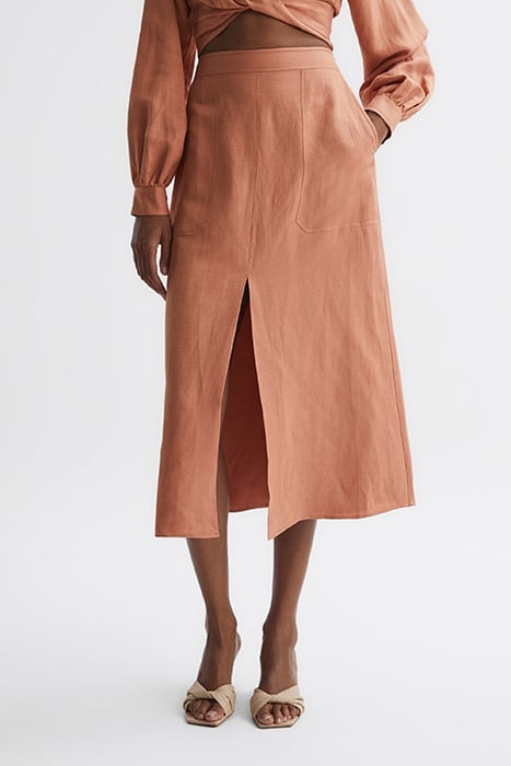 AXELLE-LINEN SKIRT RUST 1