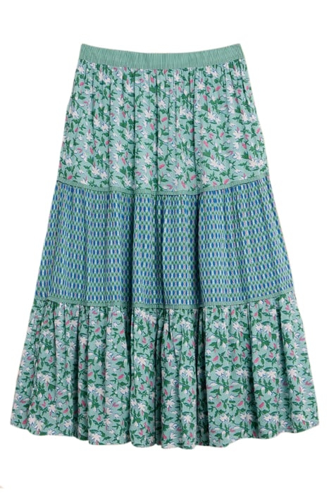 MABEL MIXED PRINTED SKIRT TEAL PRINTED 1