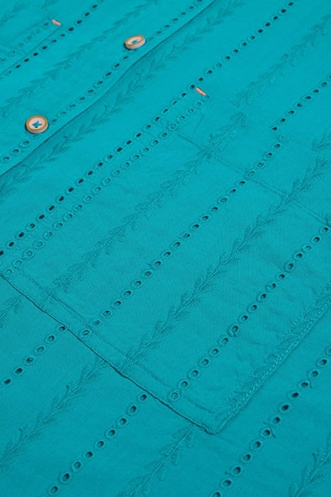 ELLIE COTTON BRODERIE SHIRT BRIGHT TEAL 3
