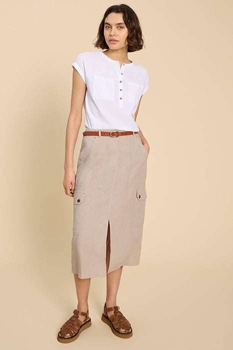 ARABELLA LINEN BLEND SKIRT LIGHT NATURAL 1