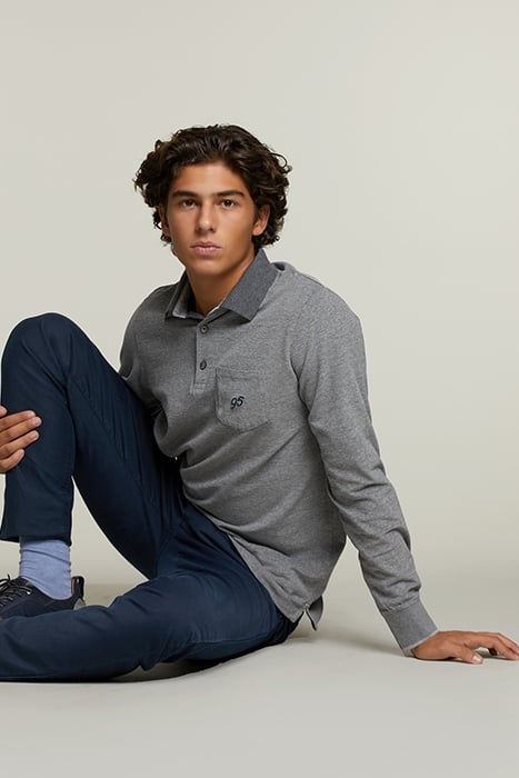 CUSTOM FIT COTTON POLO WITH POCKET GRAPHITE MIX 4