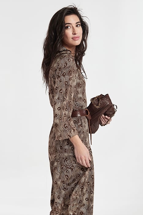 PRINTED VISCOSE TURIN DRESS BROWN 3