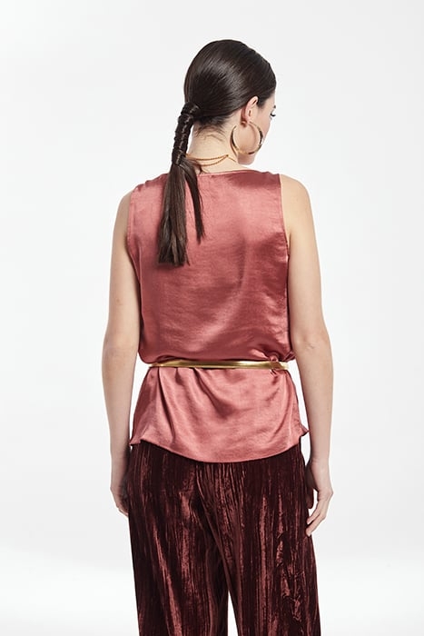 VINTAGE SATIN DRAPED TOP PLUM 2