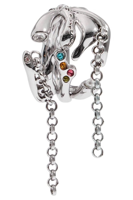 TEXTURED CHAIN CRYSTALS EARRING 1