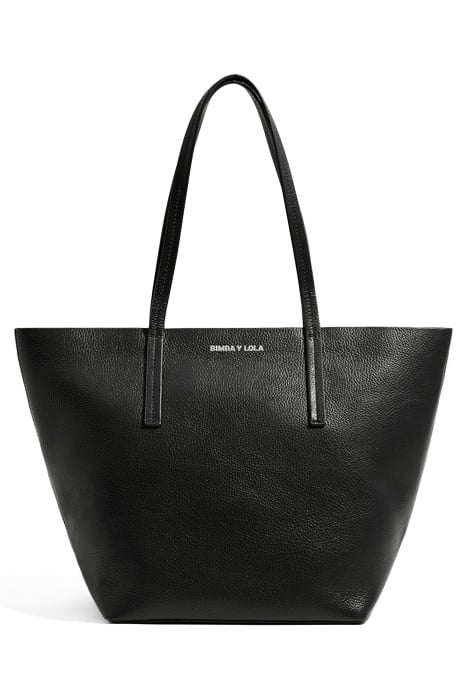 L BLACK LEATHER SHOPPER BAG 1