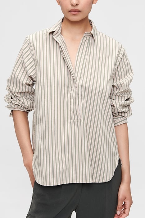 MAGGY POPLIN POLO TOP SMOKEY GREEN 1