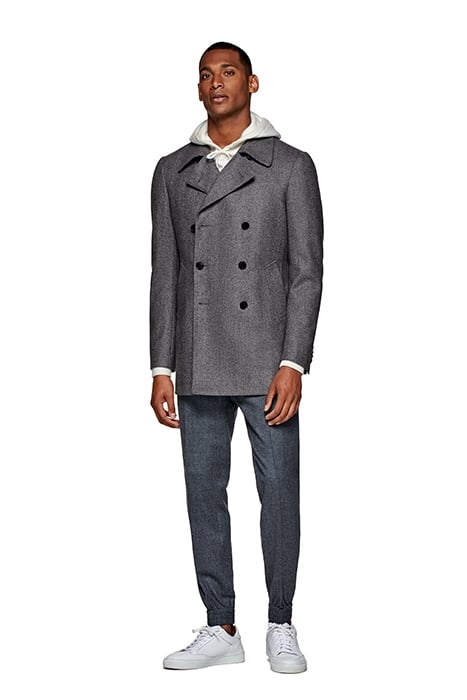 LIGHT GREY HERRINGBONE PEACOAT 7