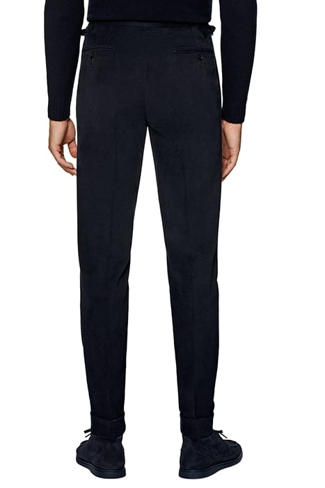 NAVY SLIM LEG TAPERED TROUSERS 2