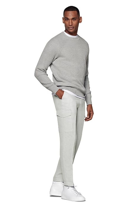 LIGHT GREY WIDE LEG TAPERED TROUSERS 4
