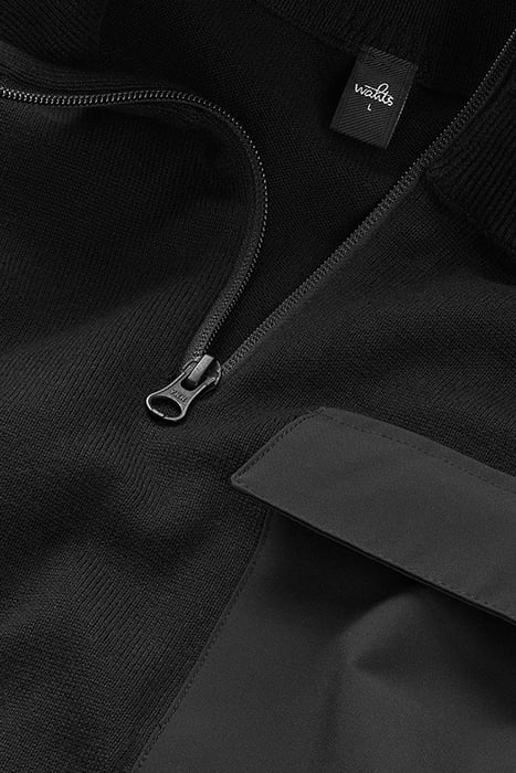 LEWIS | COTTON HALF ZIP PULLOVER PURE BLACK 4
