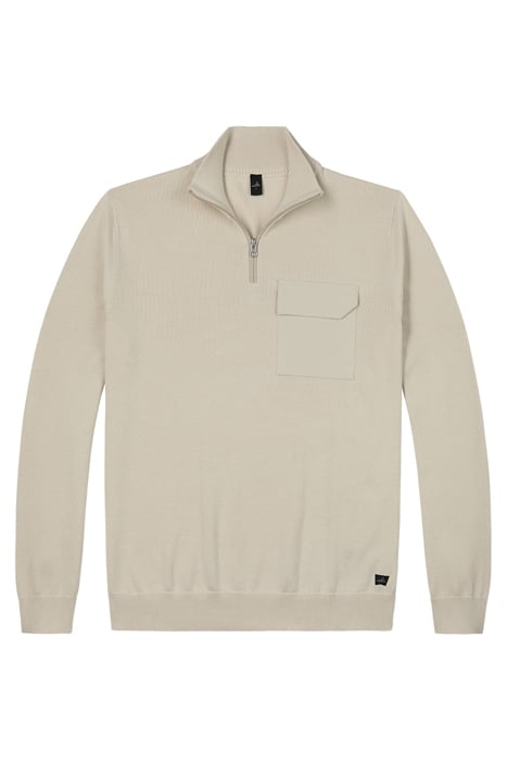 LEWIS | COTTON HALF ZIP PULLOVER WHITE SAND 2