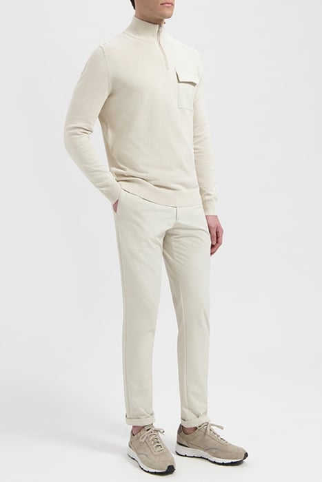 LEWIS | COTTON HALF ZIP PULLOVER WHITE SAND 3