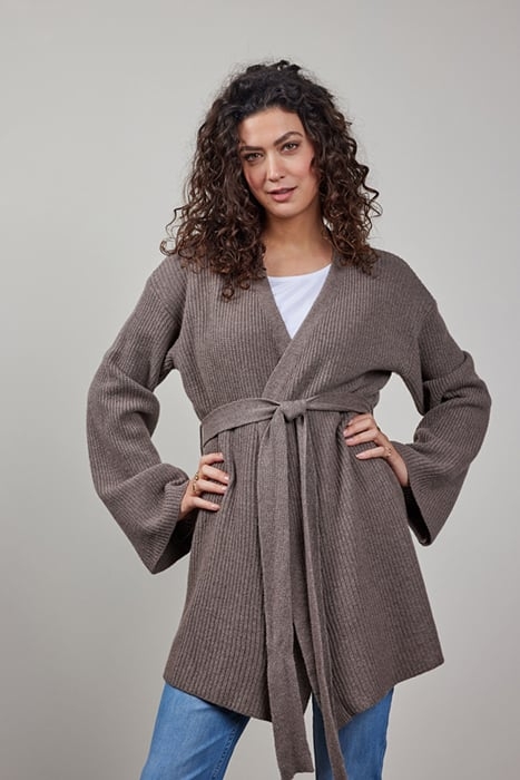 KIMONO CHIARA CASHMERE TAUPE MELANGE 1