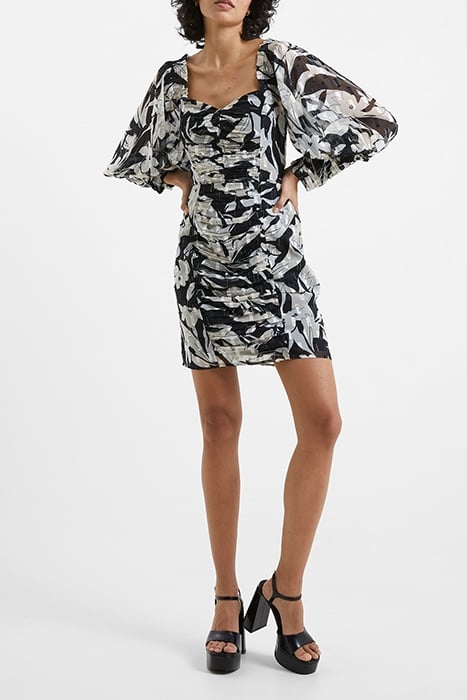 ALLY DINAH L/S RUCHED DRESS BLACK 2