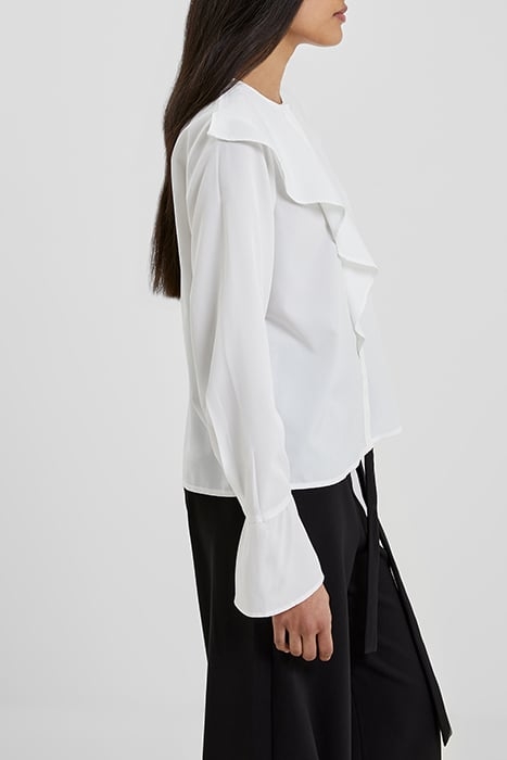 CREPE LIGHT ASYMM FRILL SHIRT WHITE 5