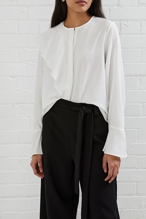 CREPE LIGHT ASYMM FRILL SHIRT WHITE 1