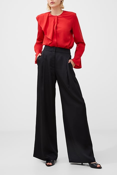 CREPE LIGHT ASYMM FRILL SHIRT RED 3