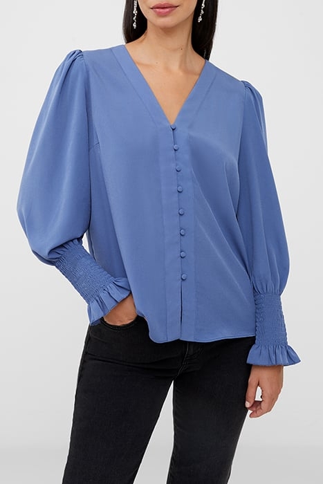 CREPE V NECK BLOUSE BLUE 1