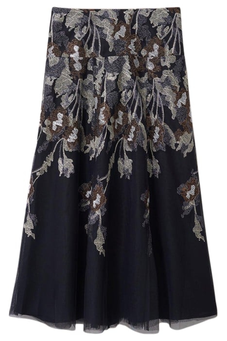 EMBROIDERED MESH SKIRT BLACK 2