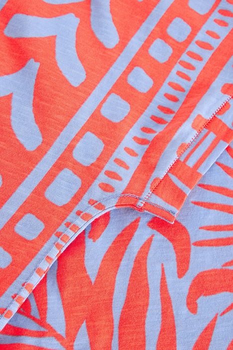 NELLY NOTCH NECK TEE CORAL PRINTED 2