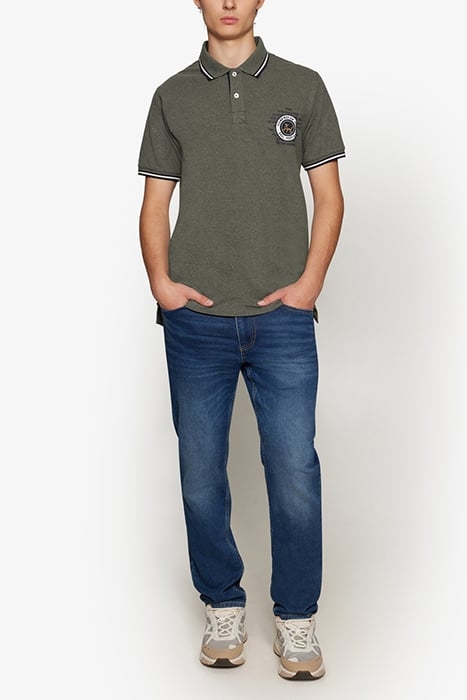 LUCASSI BADGE POLO FULL GREEN MELANGE 3