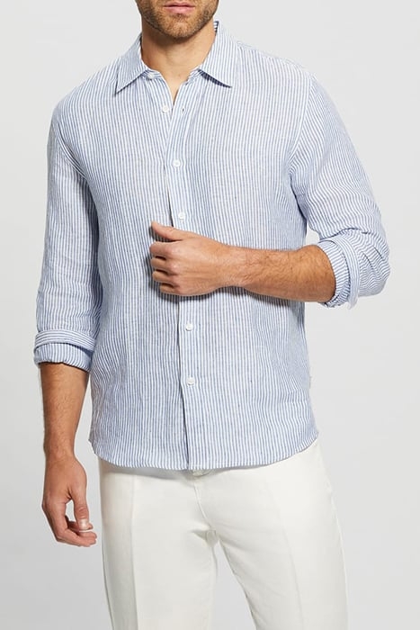 LS NAUTICAL STRIPE LINEN SHIRT SMART BLUE MULTI 1