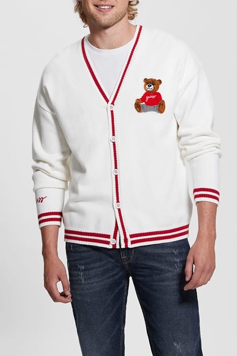 LS LIAM BEAR PATCH CARDIGAN SALT WHITE 1