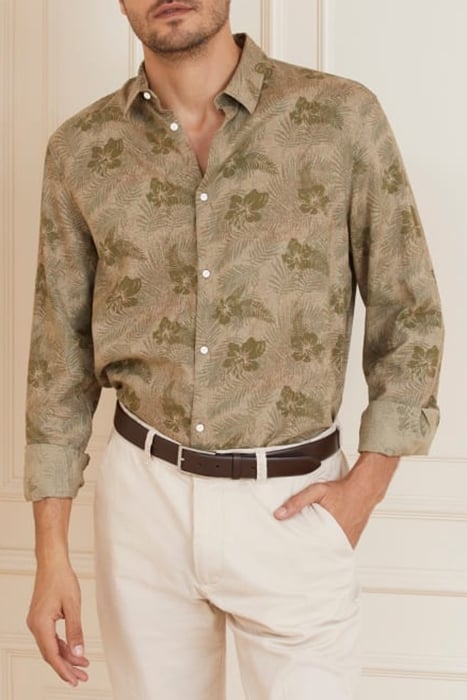 JOE COLLAR NOTCHE SAND HIBISCUS CASUAL SHIRT PRINT 1