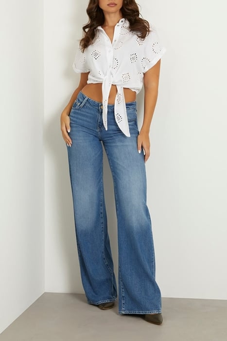 SS BRIGITTE SATIN EMBRO SHIRT PURE WHITE MULTI 3