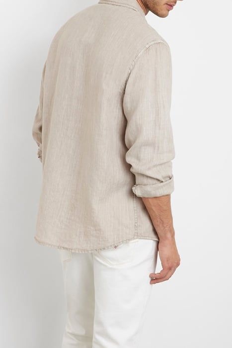 LS ISLAND LINEN EMBRO SHIRT NEUTRAL SAND MULTI 2