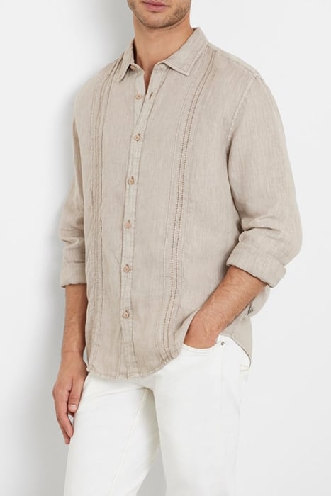 LS ISLAND LINEN EMBRO SHIRT NEUTRAL SAND MULTI 6
