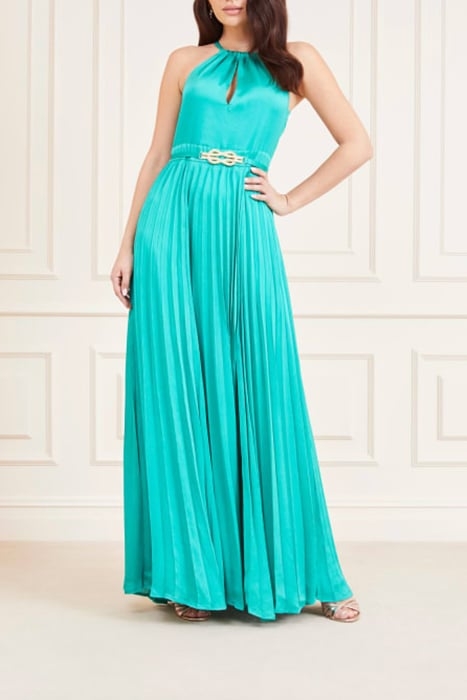 MINA LONG DRESS SOLI POMPOM GREEN 1