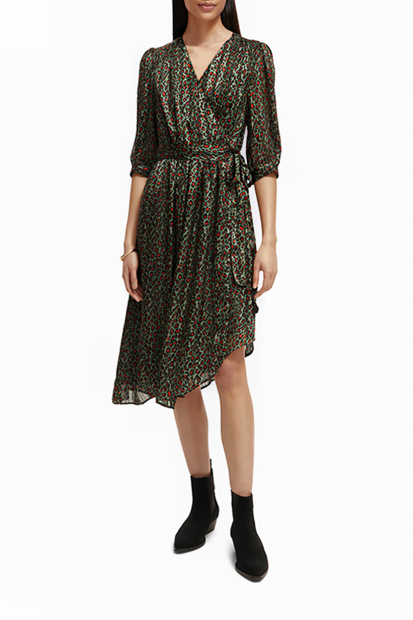 ASYMMETRIC WRAP DRESS CREATURES OF THE NIGHT FIELD GREEN 2