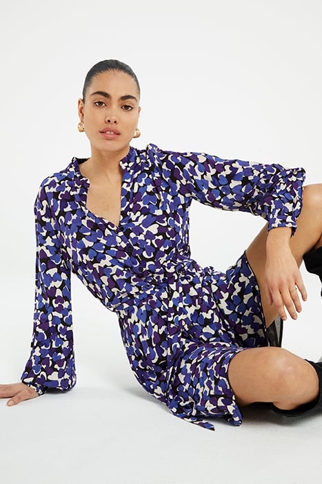 DORIEN FRILL DRESS BLACK/POPPY PURPLE 3