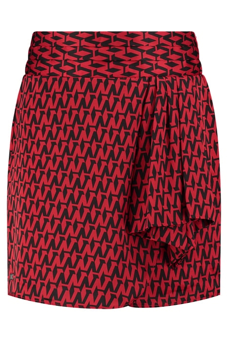 ANKARA PRINTED SKIRT RACING RED 1