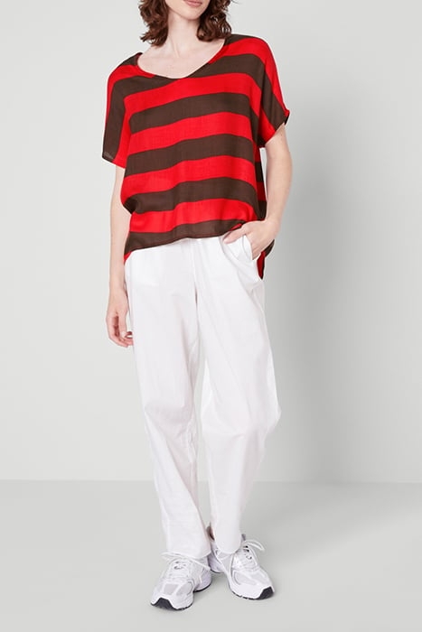 V COLLAR WITHOUT SLEEVES PRINTED TOP MARINIERE MARRON ROUGE 3