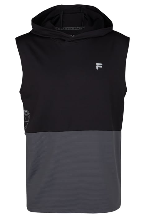 RAPALLO SLEEVELESS HOODY BLACK BEAUTY-IRON GATE 1