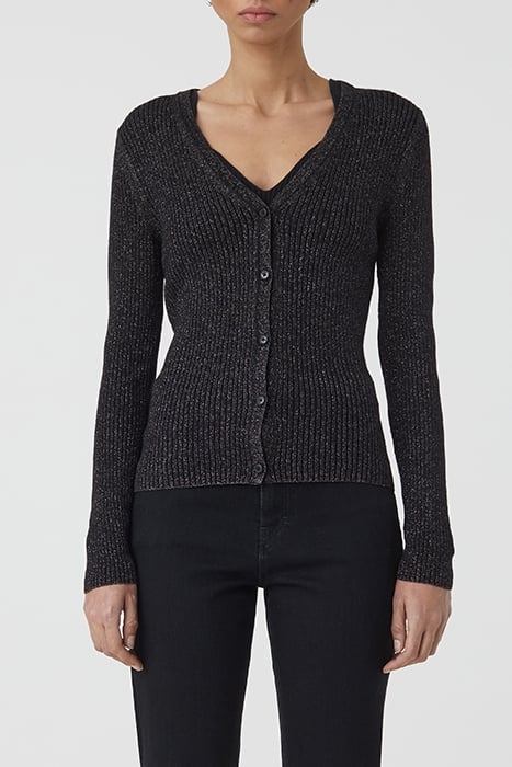 V CARDIGAN LONG SLEEVE KNITS BLACK 1