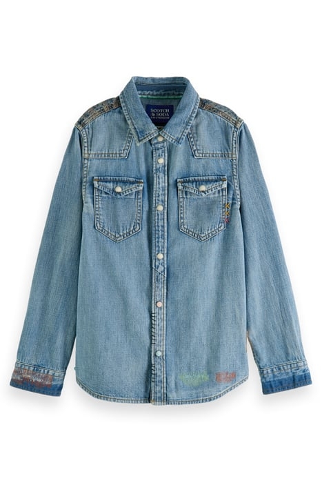 BOYS REWORKED AND CUSTOMIZED DENIM WESTERN SHIRT INDIGO 4