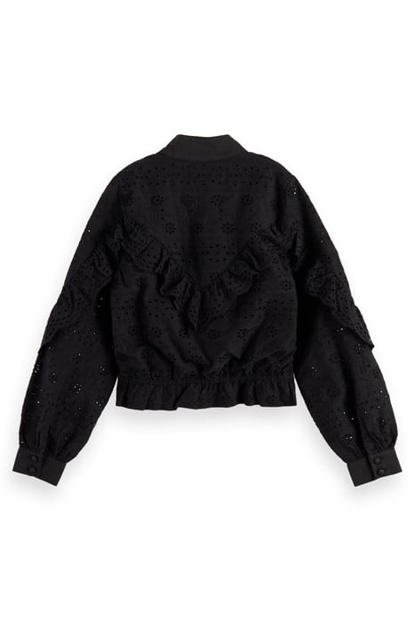 GIRLS BRODERIE ANGLAISE JACKET BLACK 5