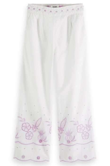 GIRLS BRODERIE ANGLAISE CROPPED PANTS OFF WHITE 4